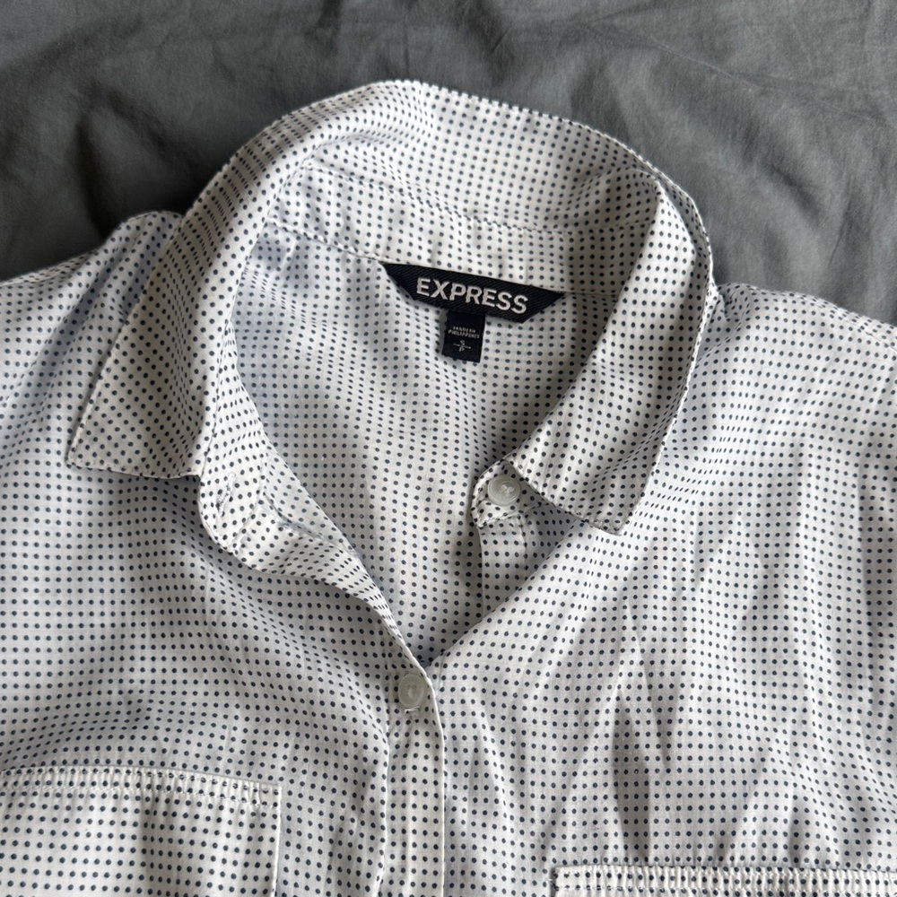 Express Men's Black and White Dotted Shirt